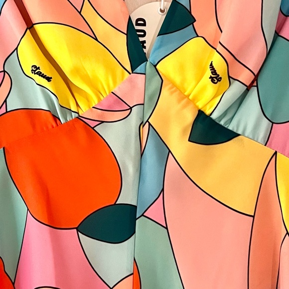 🌺🎉HP🎉🌺 NWT Staud Milla Mini Dress Citrus Kaleidoscope - Picture 9 of 16